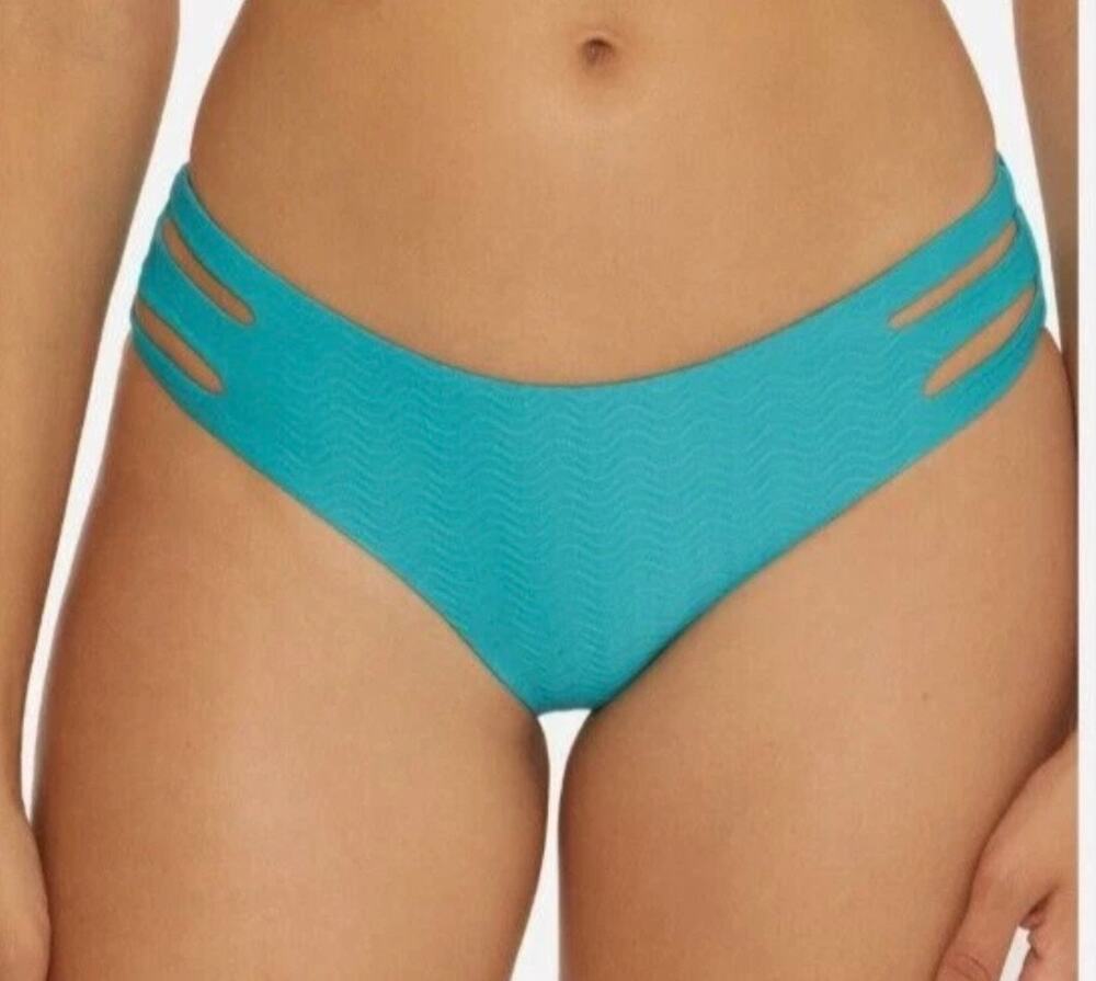 Becca Gulf Blue Virtue Vibe Strappy Side Hipster Bikini Bottom M NWT